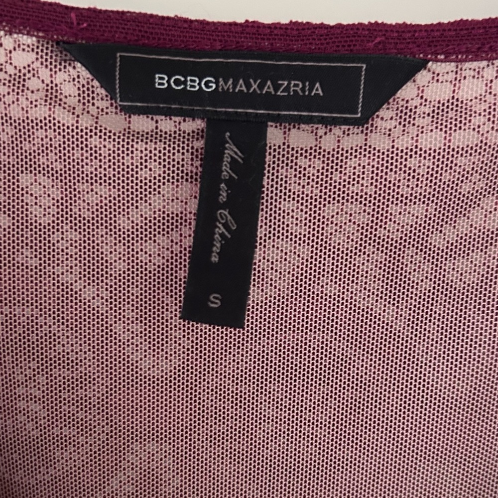 BCBGMAXAZRIA Avalon Lace Top Peplum Asymmetrical Hem Feminine Coquette Going Out - Picture 4 of 6